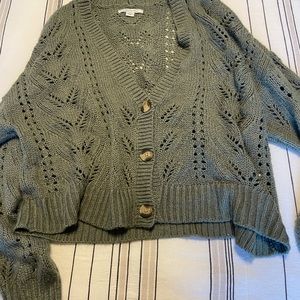 American Eagle Oversized Cropped Open Knit Cardigan
